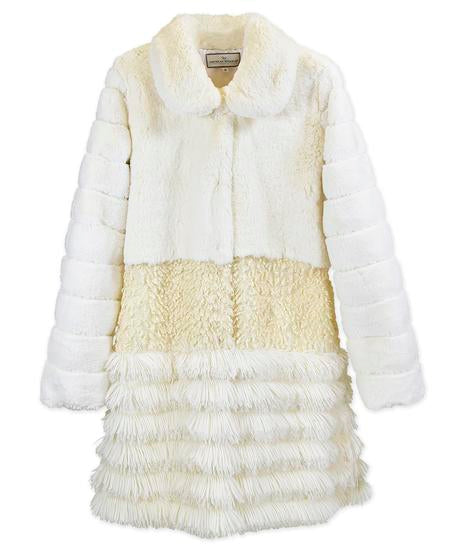 Adult Sized Tier Faux Fur Coat - Vanilla Layer Cake