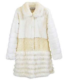 Adult Sized Tier Faux Fur Coat - Vanilla Layer Cake