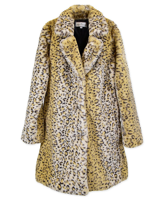 Adult Sized Shawl Collar Coat - Caramel Leopard