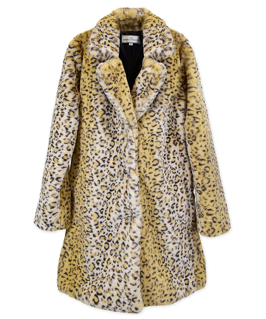 Adult Sized Shawl Collar Coat - Caramel Leopard