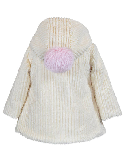 Pompon Swing Coat - Cream Cable Texture