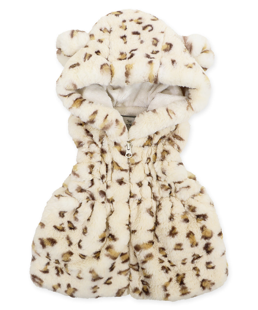 Ruched Ear Vest - Cream leopard