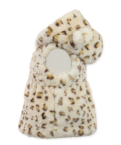 Ruched Ear Vest - Cream leopard
