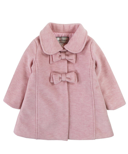 2 Bow Car Coat - Heather Pink