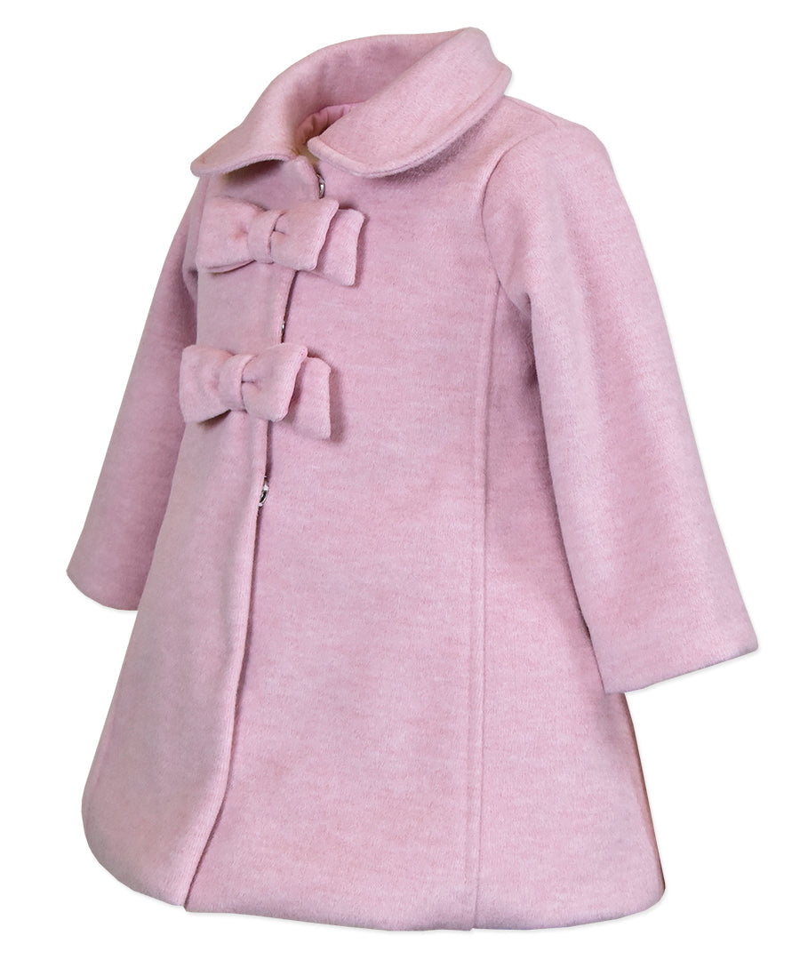 2 Bow Car Coat - Heather Pink