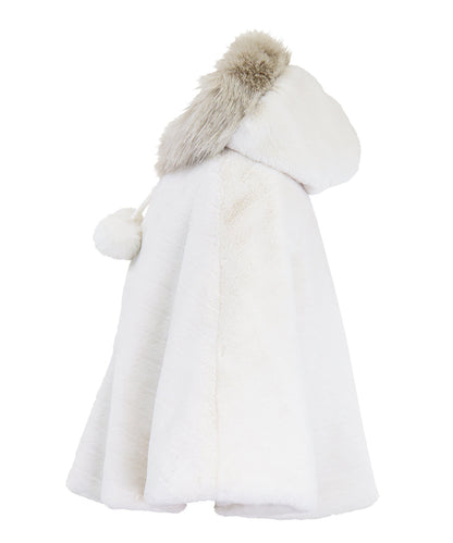 Hooded Cape - Ivory plush stripe