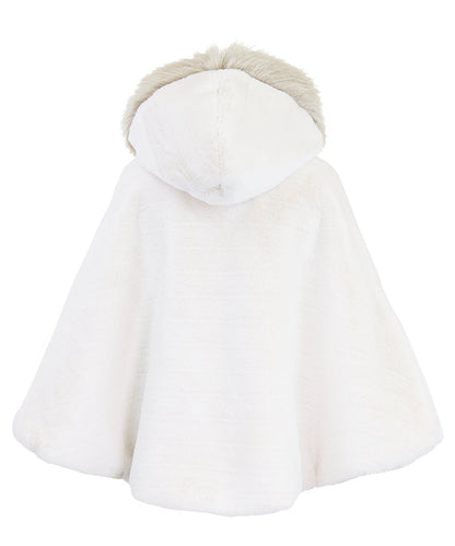 Hooded Cape - Ivory plush stripe