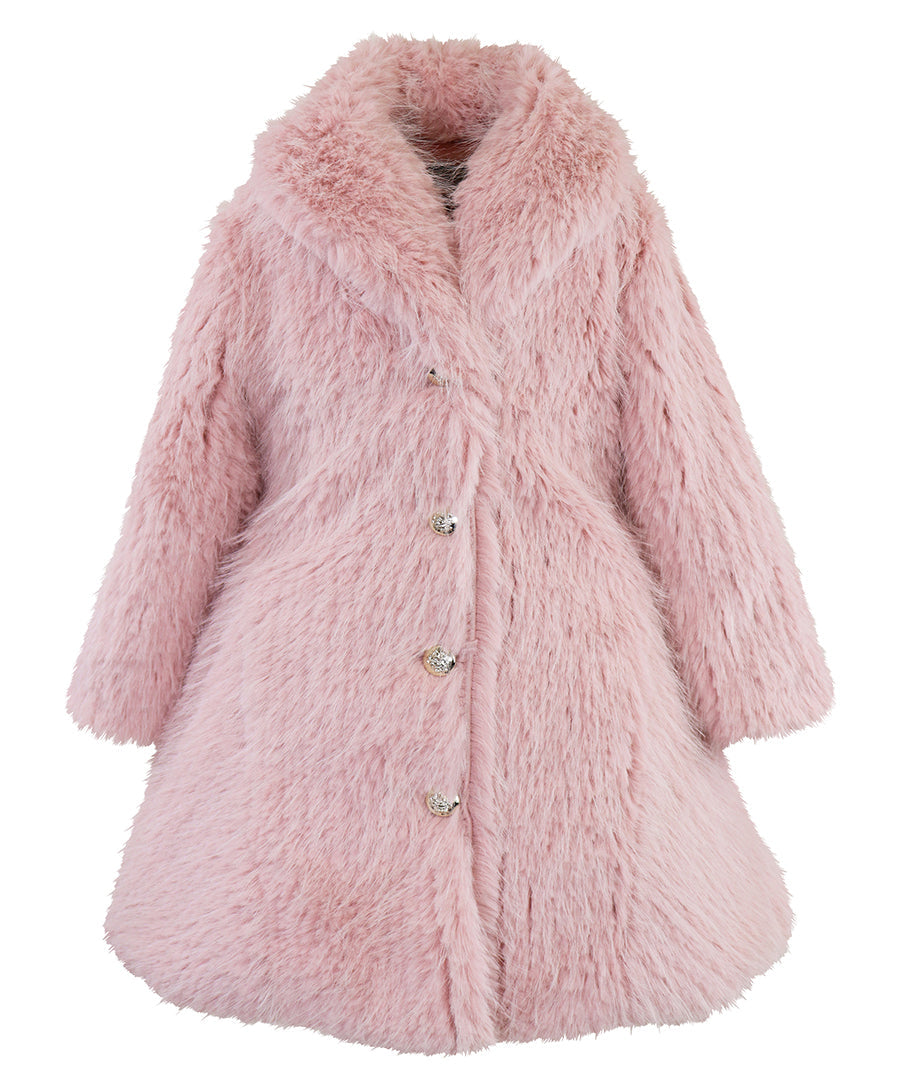 Shawl Flounce Coat - Berry Rain Shag