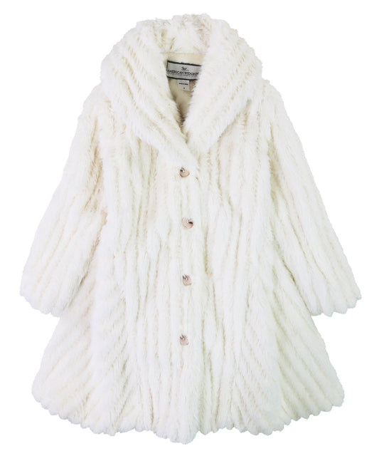 Shawl Flounce Coat - Coconut stripe