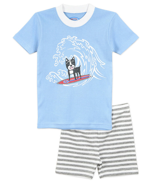 Snug Fit 100% Cotton Short PJ Set - Surf dog