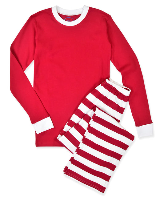 Adult pj's - Bold white/red stripe