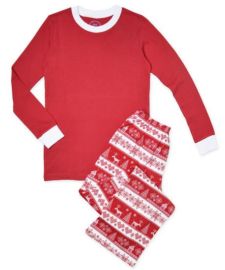 Adult Pj's - Red fairisle letter