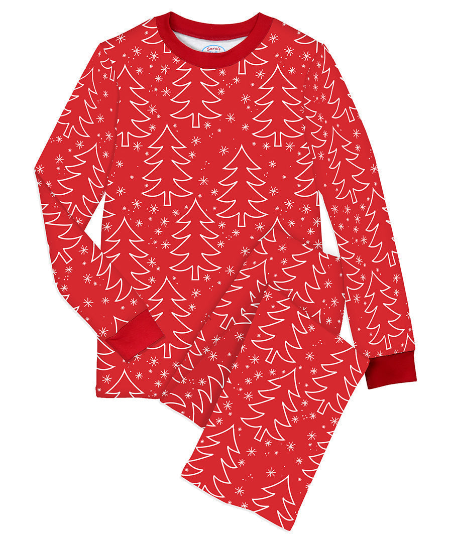 Adult Pj's - Red Trees
