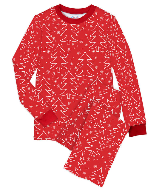Adult Pj's - Red Trees