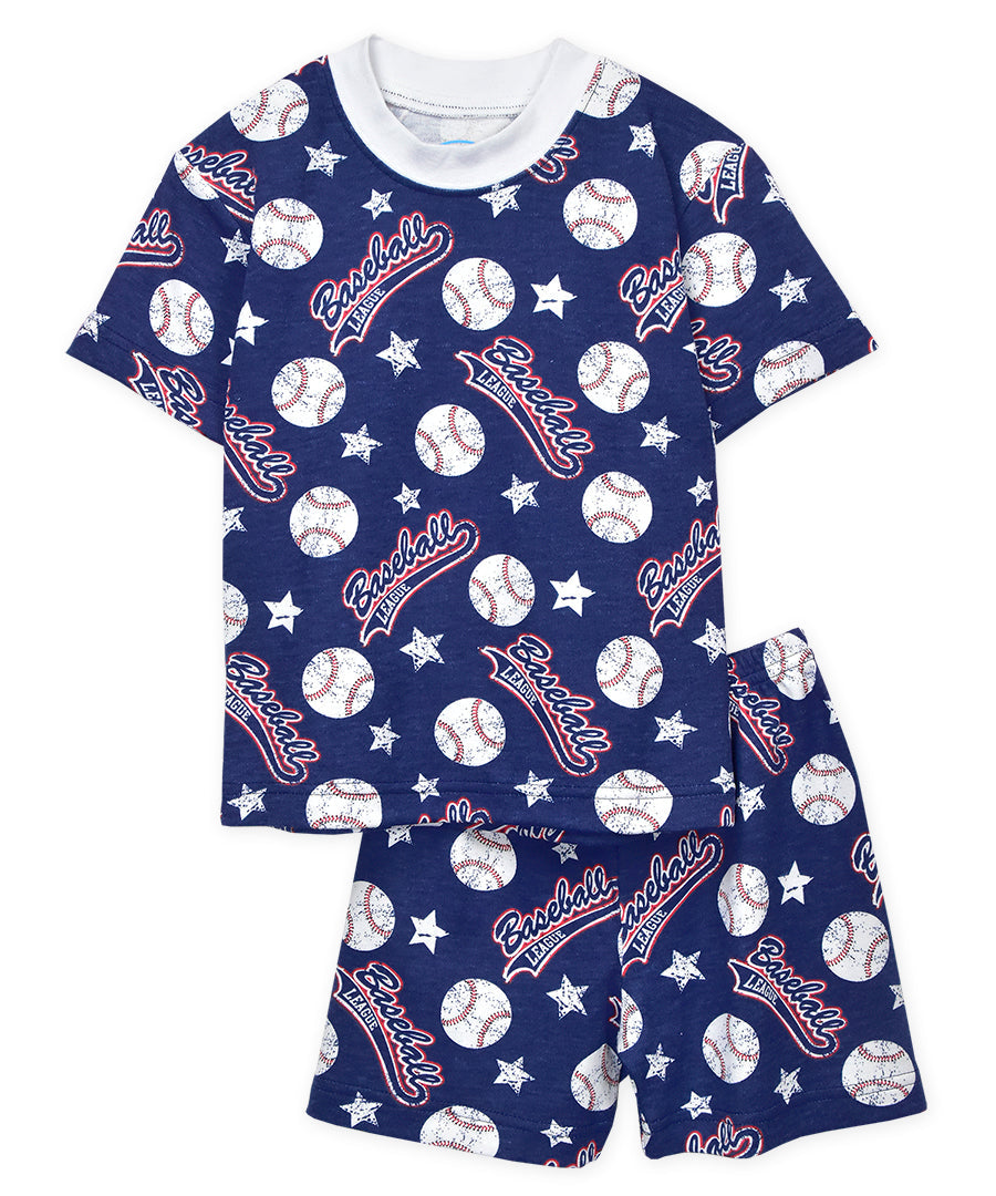 Sara's Prints Unisex Short Pajama Set - Baseball stars