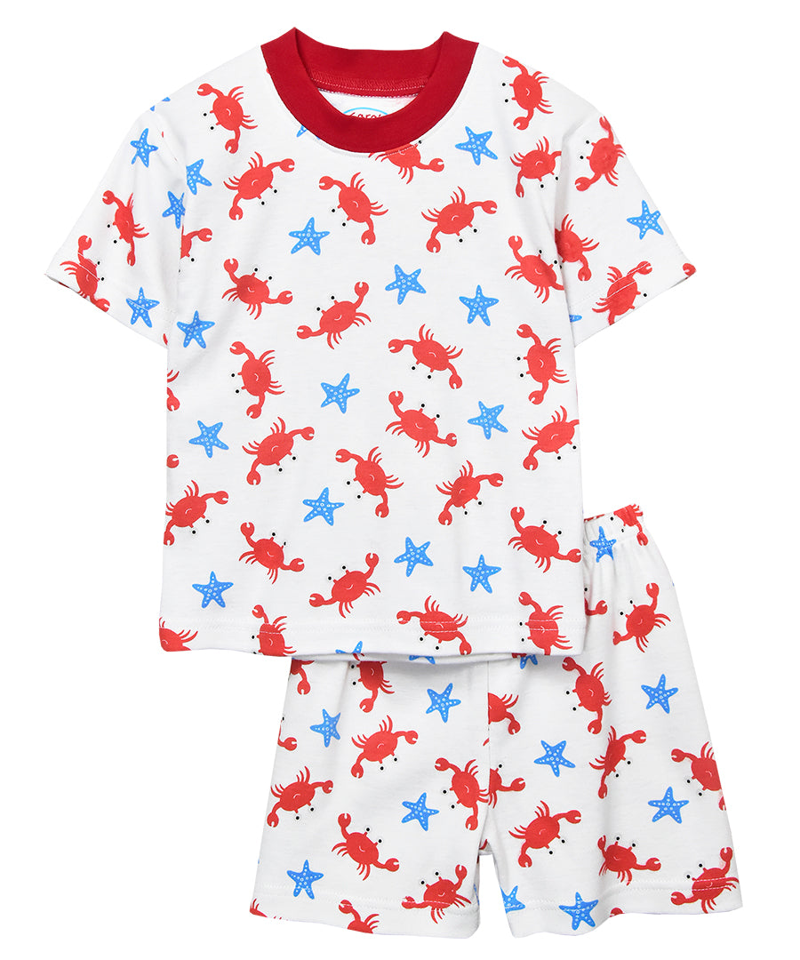 Sara's Prints Unisex Short Pajama Set - Crab & starfish