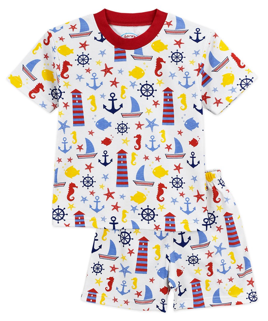 Sara's Prints Unisex Short Pajama Set - Lighthouse