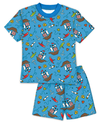 Sara's Prints Unisex Short Pajama Set - Pirate Adventure