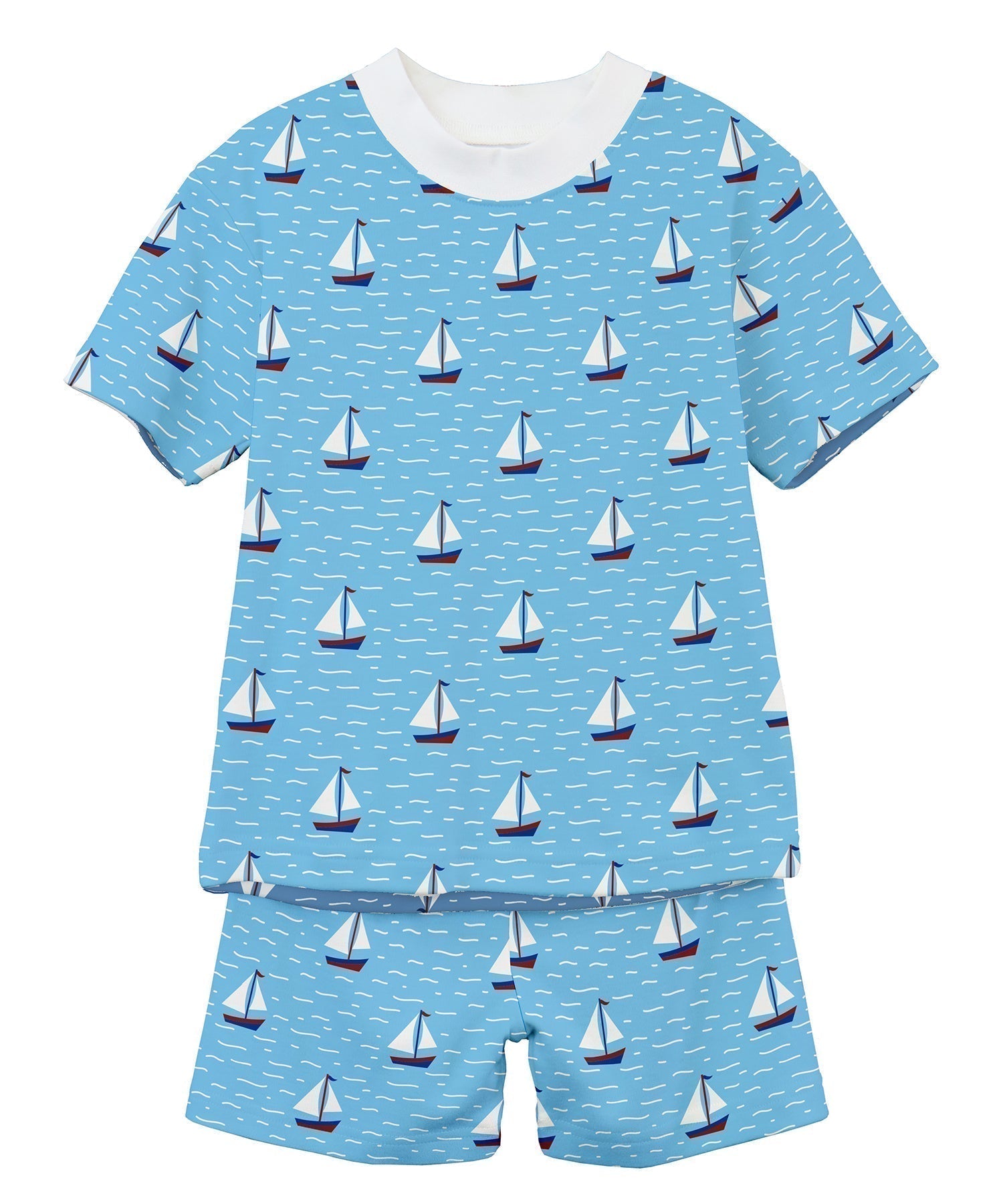 Sara's Prints Unisex Short Pajama Set - Sailboat