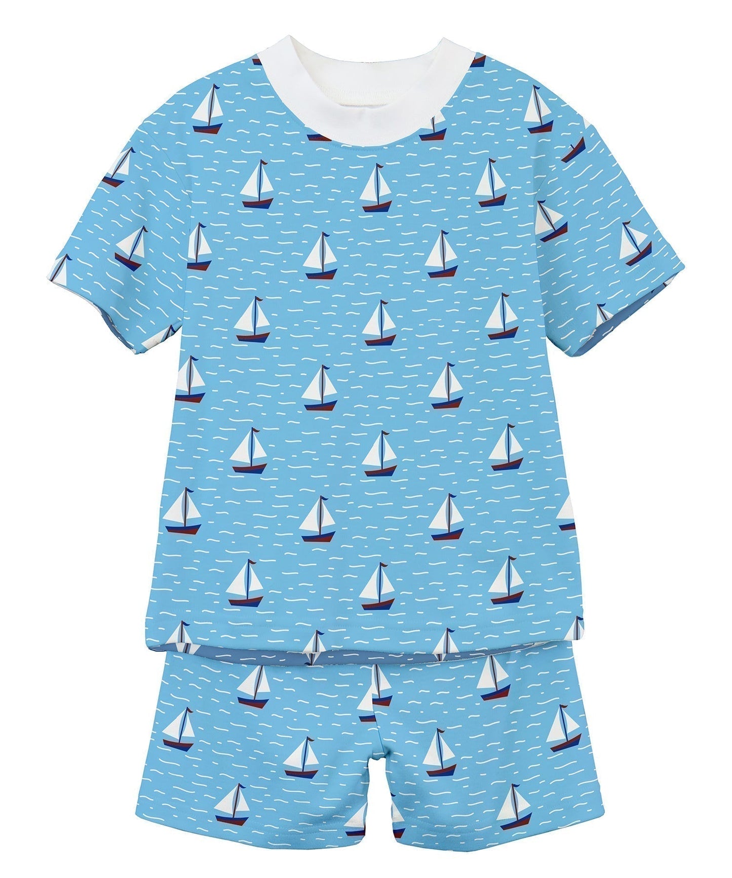 Sara's Prints Unisex Short Pajama Set - Sailboat