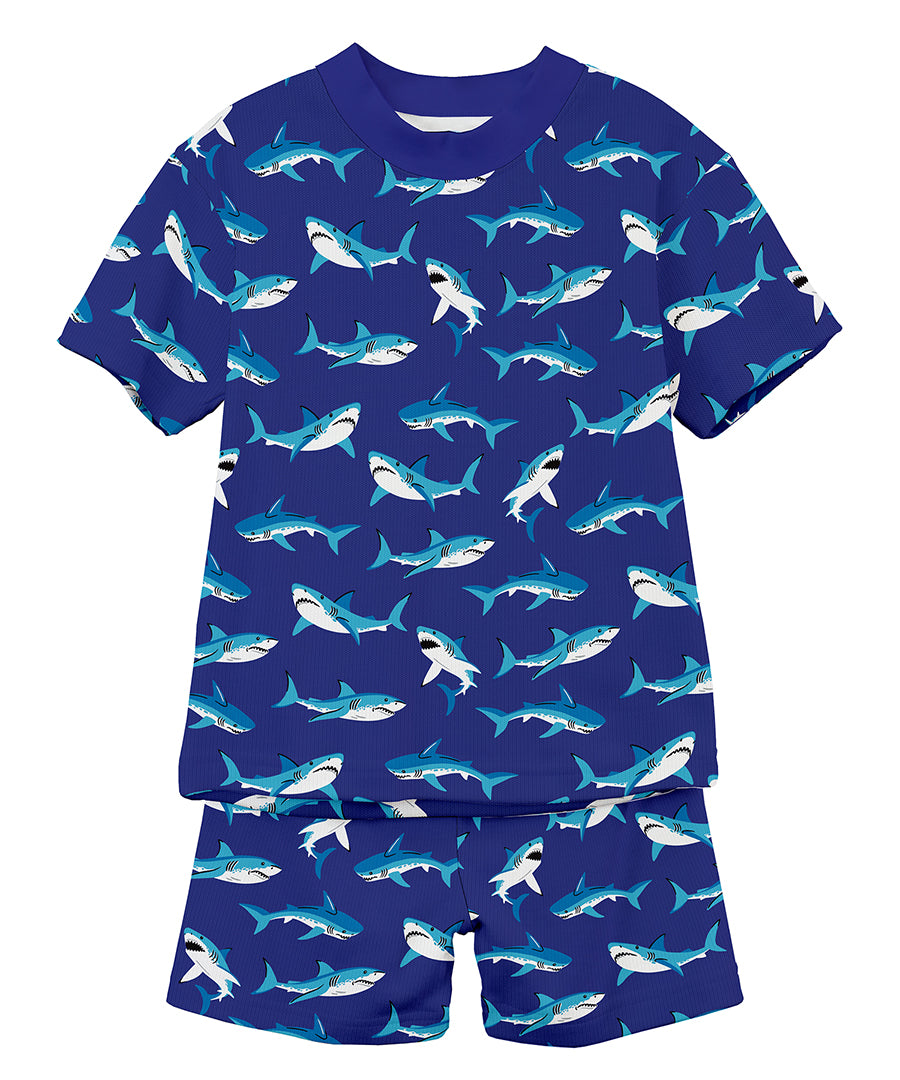 Sara's Prints Unisex Short Pajama Set - Tiger sharks