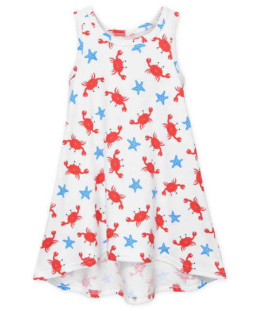 Sleeveless Hi-Lo Gown - Crab & starfish