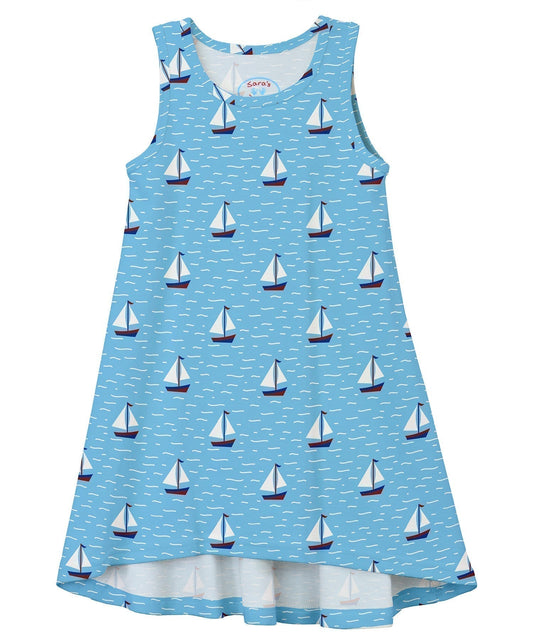 Sleeveless Hi-Lo Gown - Sailboat