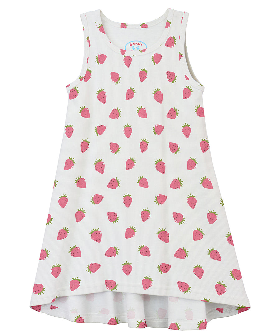 Sleeveless Hi-Lo Gown - Strawberries