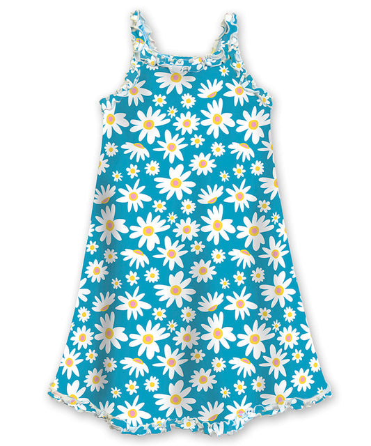 Sara's Prints Girls Ruffle Tank Nightgown - Daisy Blue