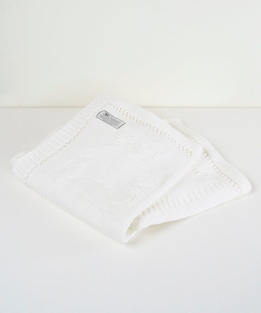 100% Cotton Super Soft Blanket - White bear