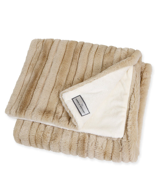 Plush Blanket 28" x 39" - Gold mink stripe