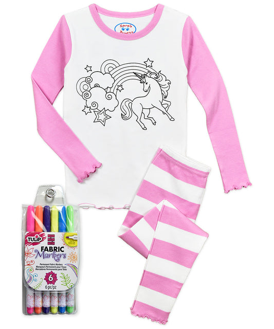 ColorMe Girls Long John Pj - Unicorn