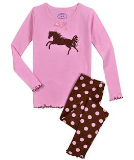 Girls snug fit pj - Pink Dot Horse