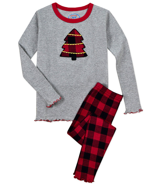 Girls Snug Fit Pj - Rustic Plaid Tree